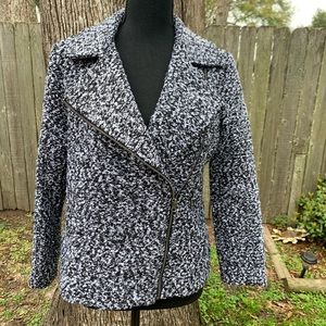 EUC Pim Larkin moto black and white jacket Sz M